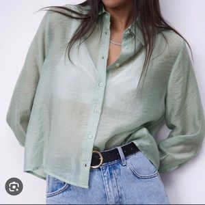 NWT Pale green sheer shirt